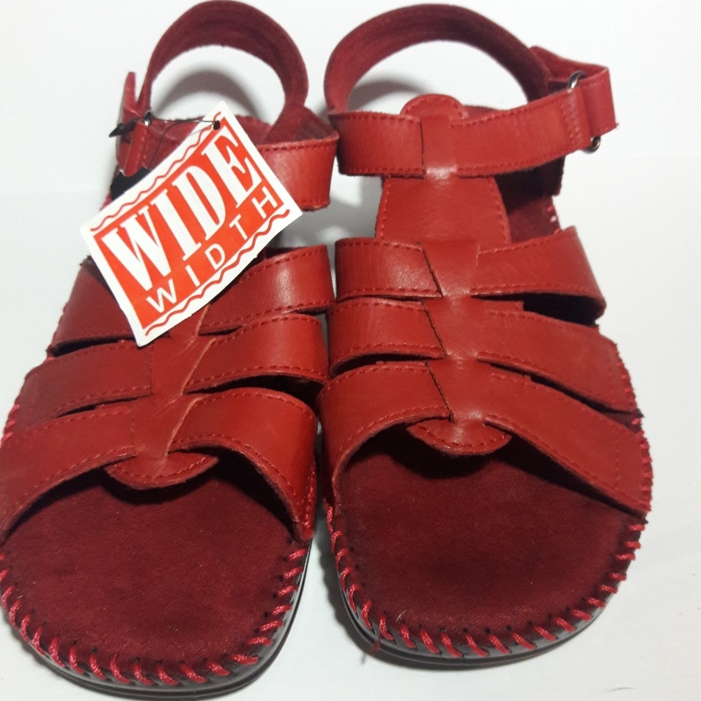 Red Wide Suede Confy Sandals